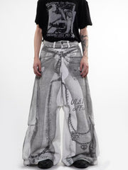 American style new fashion brand design 3D printing lace pearl chain printing vintage jeans for both men and women (37)