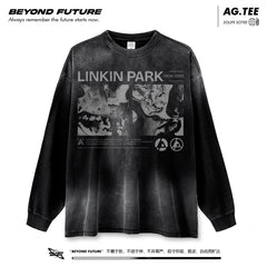 linkinpark fromzero长袖水洗马骝复古做旧中性宽松男女上衣新款 (1)
