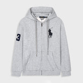 Ralph Lauren Men's Hooded Zip Cardigan – Embroidered Polo Style Sweatshirt Jacket