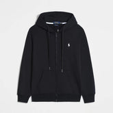 Ralph Lauren Classic Cotton Zip Hoodie – Solid Color Embroidered Casual Jacket