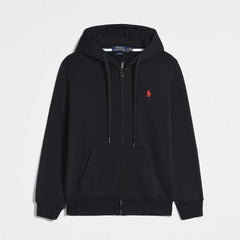 Ralph Lauren Men's Classic Fit Hooded Zip Jacket – Embroidered Cotton Sweatshirt