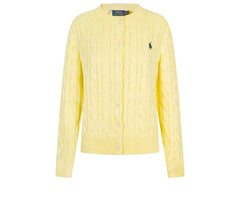 Ralph Lauren Women's Cotton Cable Knit Cardigan – Crew Neck Button-Up Sweater