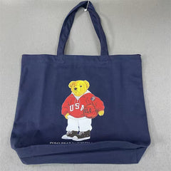 Navy Blue Canvas Tote Bag – Polo Bear Edition