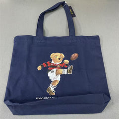 Navy Blue Boxing Bear Canvas Tote Bag – Spacious & Stylish Everyday Carry