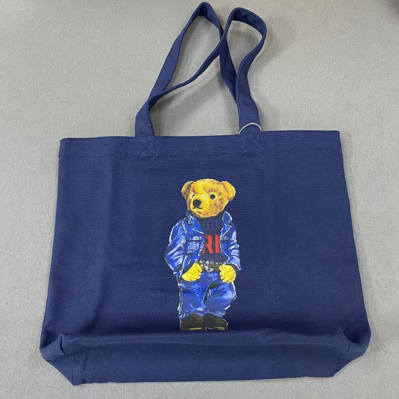 Navy Blue Polo Bear Canvas Tote Bag – Bold & Functional