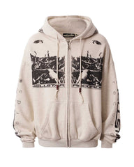 Hellstar Moshpit Zip Up Hoodie Cream