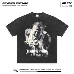 linkinpark联合公园摇滚美式潮牌短袖T恤中性宽松水洗旧oversize (1)