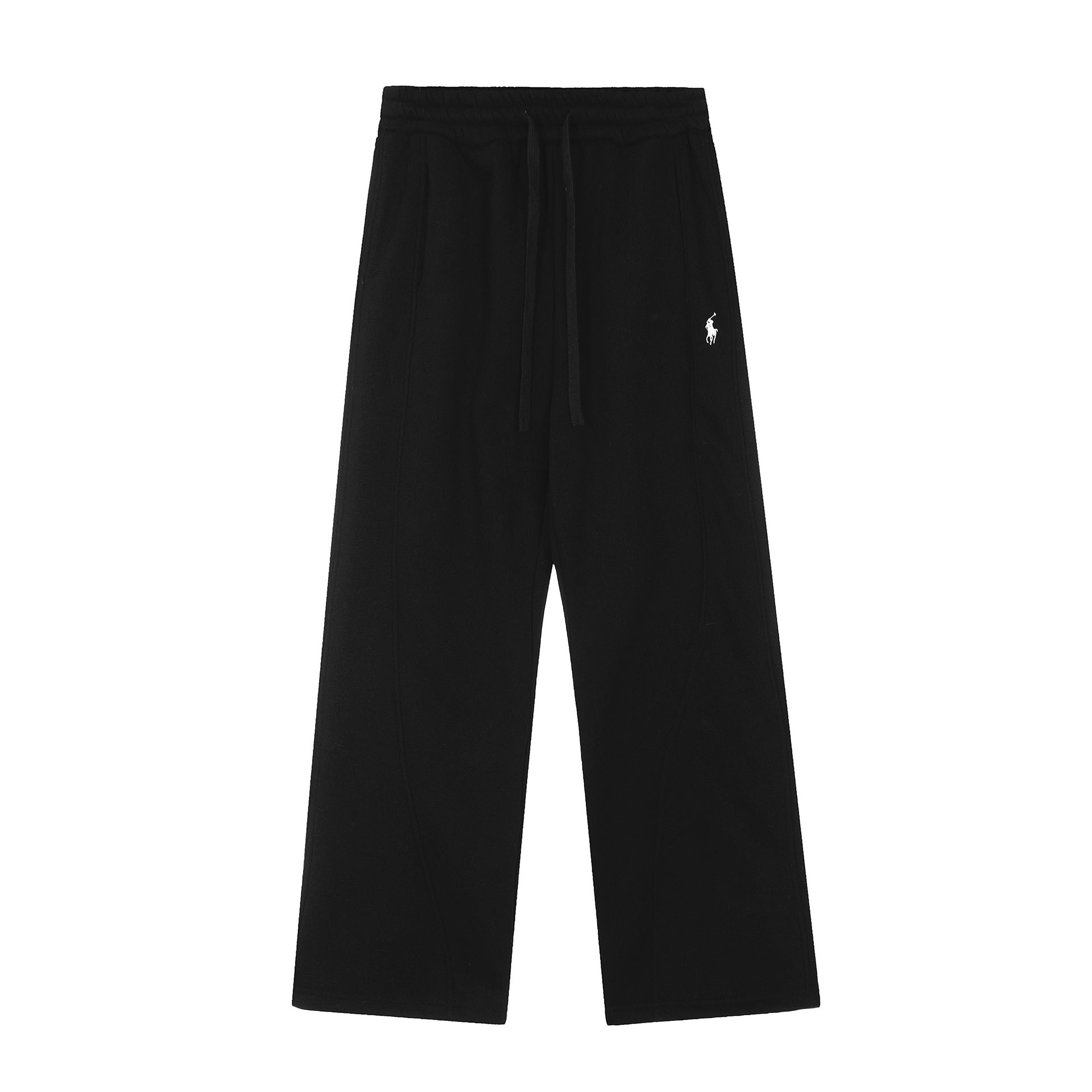 QR code scanning RL Ralph Lauren solid color small horse logo embroidered logo loose men's and women's thick velvet wide leg sweatpants