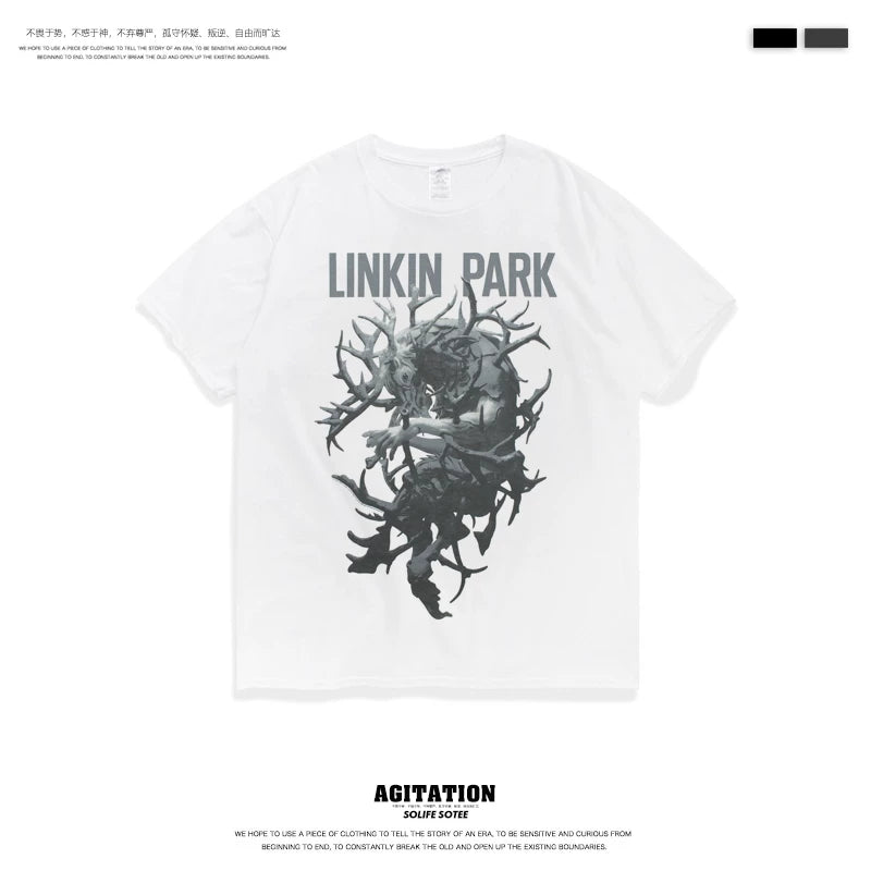 摇滚乐队linkin park林肯联合公园混合理论纯棉圆领短袖T恤男夏季 (16)