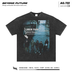 LinkinPark林肯公园摇滚美式复古做旧短袖T恤ins男女中性水洗宽松 (1)