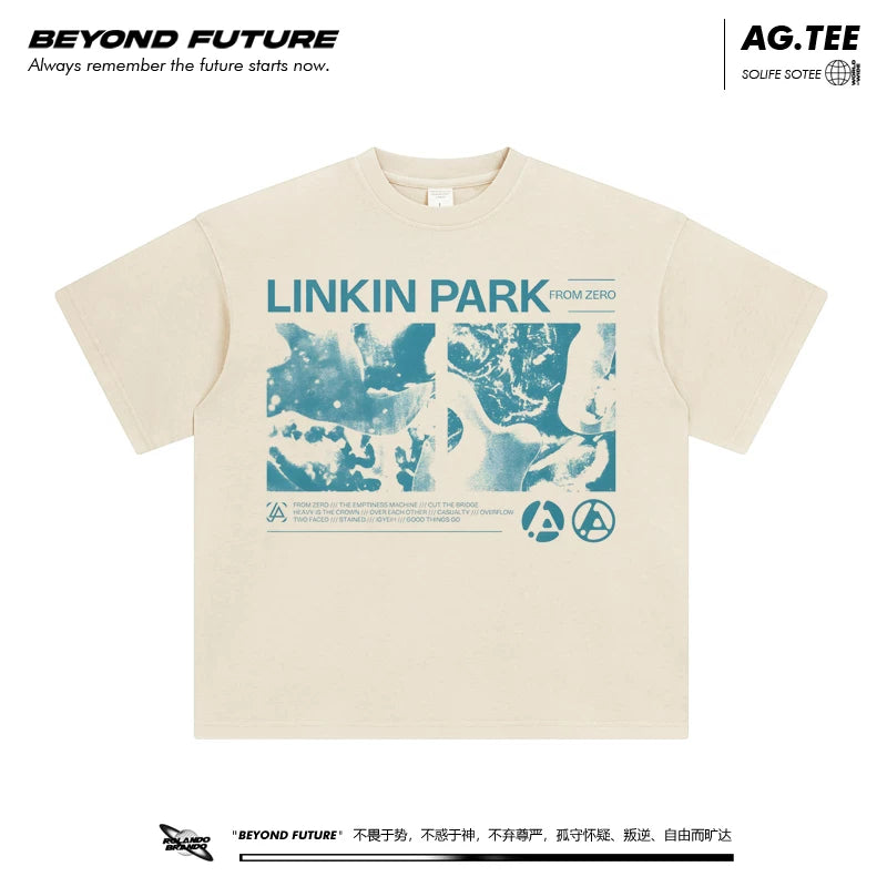 Linkinpark from zero Lincoln Park washed vintage loose oversized unisex T-shirt (1)
