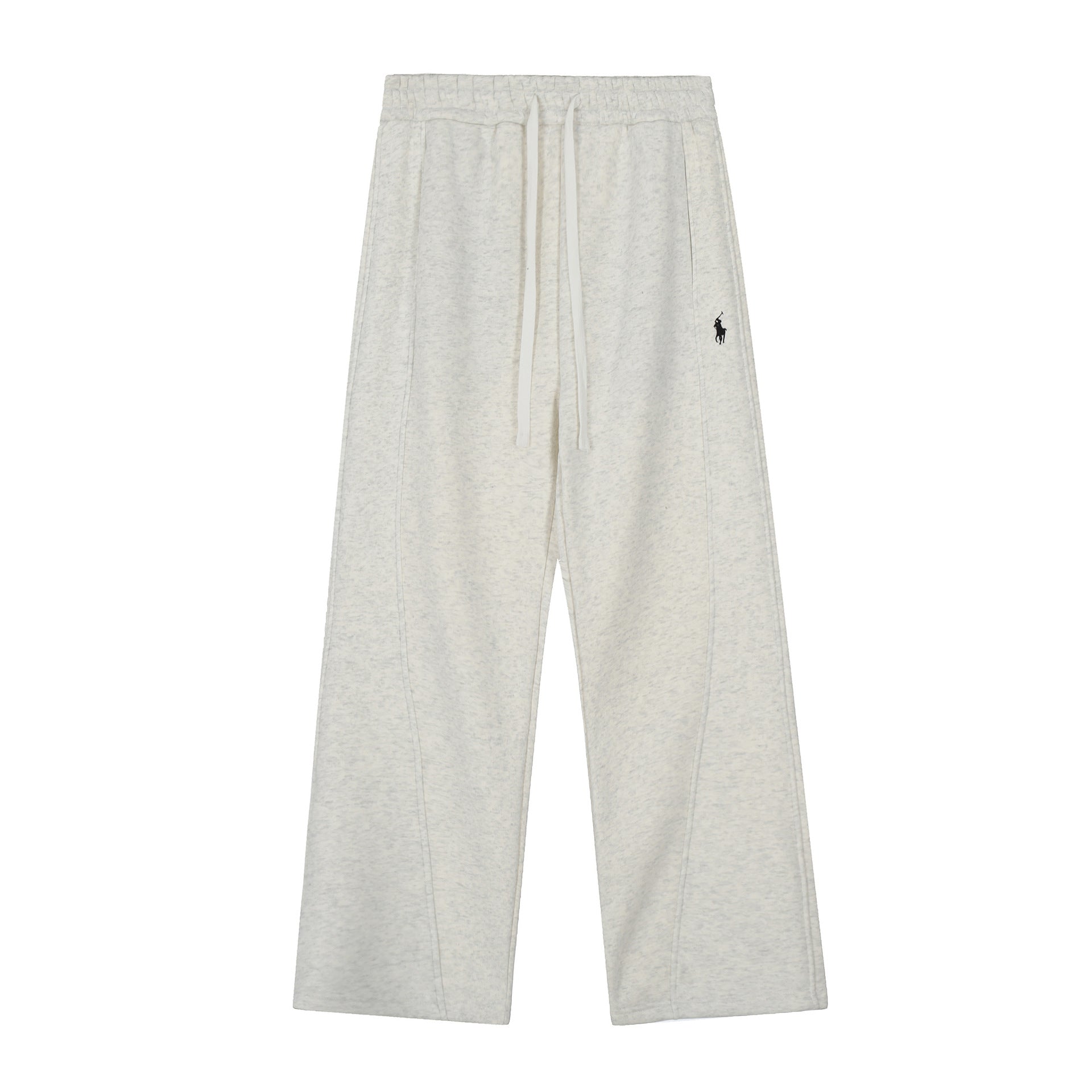 QR code scanning RL Ralph Lauren solid color small horse logo embroidered logo loose men's and women's thick velvet wide leg sweatpants