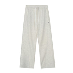 QR code scanning RL Ralph Lauren solid color small horse logo embroidered logo loose men's and women's thick velvet wide leg sweatpants