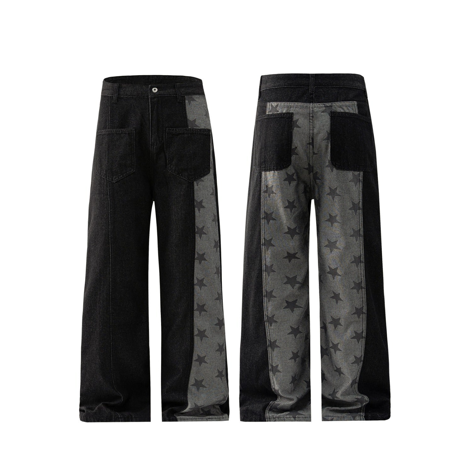 American style new fashion brand design 3D printing lace pearl chain printing vintage jeans for both men and women (32)