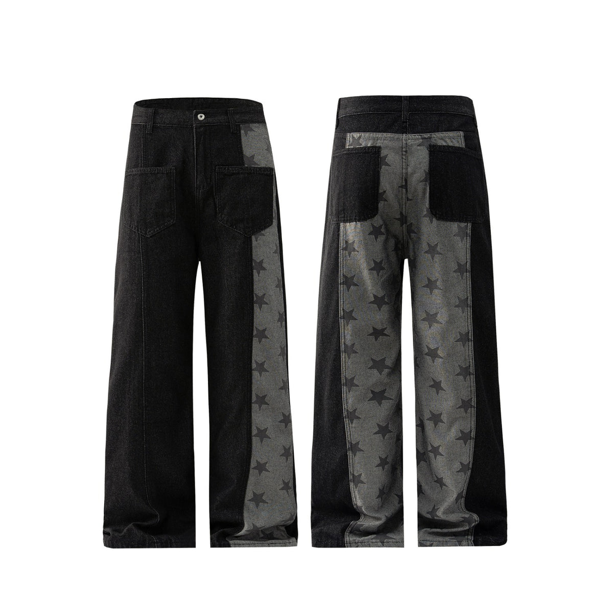 American style new fashion brand design 3D printing lace pearl chain printing vintage jeans for both men and women (32)