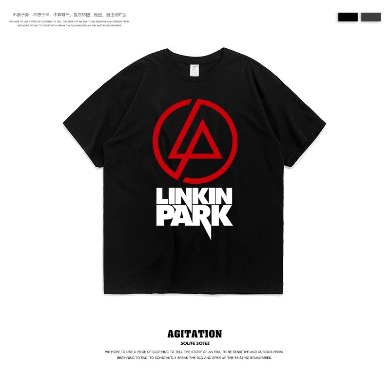 摇滚乐队linkin park林肯联合公园混合理论纯棉圆领短袖T恤男夏季 (13)