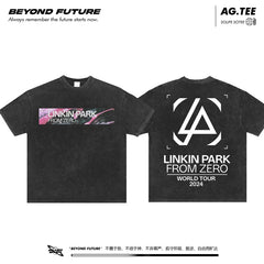 Linkinpark from zero Lincoln Park washed vintage loose oversized unisex T-shirt (2)
