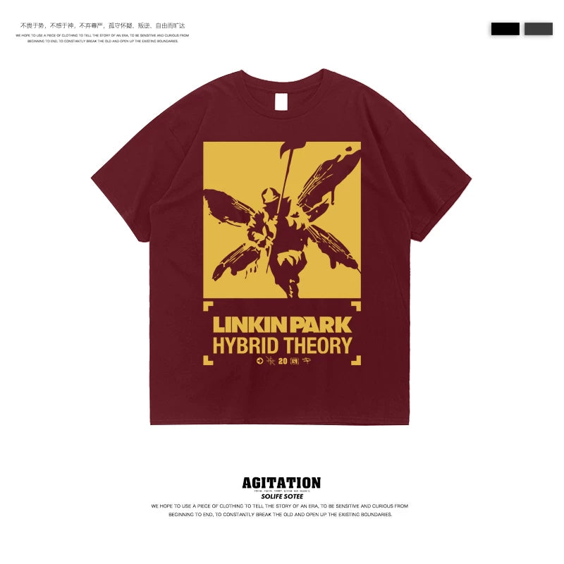 摇滚乐队linkin park林肯联合公园混合理论纯棉圆领短袖T恤男夏季 (4)