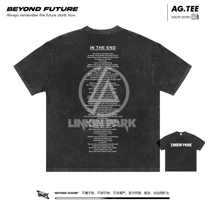 linkinpark联合公园摇滚美式潮牌短袖T恤中性宽松水洗旧oversize (1)