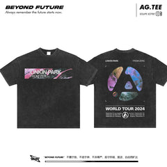 Linkinpark from zero Lincoln Park washed vintage loose oversized unisex T-shirt (1)