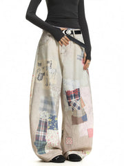 American style new fashion brand design 3D printing lace pearl chain printing vintage jeans for both men and women (39)