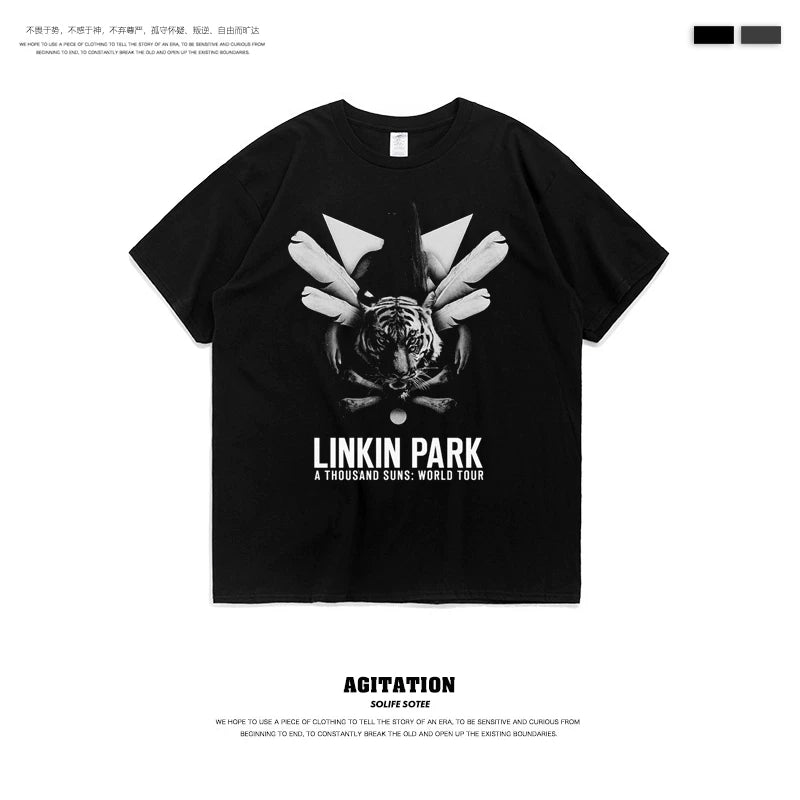摇滚乐队linkin park林肯联合公园混合理论纯棉圆领短袖T恤男夏季 (1)