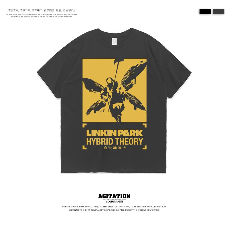 摇滚乐队linkin park林肯联合公园混合理论纯棉圆领短袖T恤男夏季 (1)