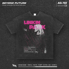 LinkinPark林肯公园摇滚美式复古做旧短袖T恤ins男女中性水洗宽松 (3)