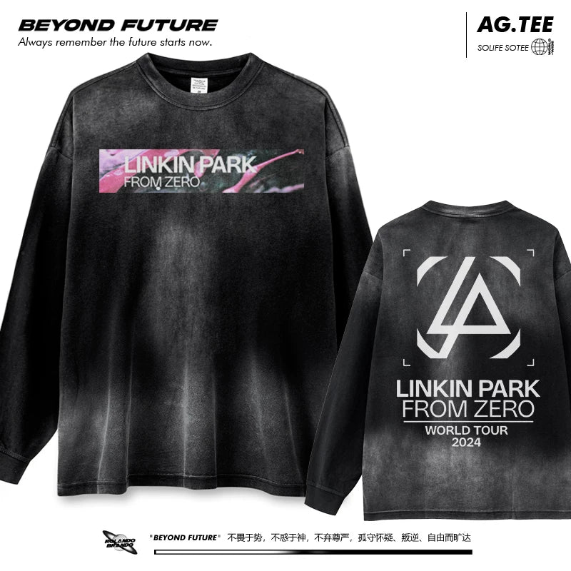 linkinpark fromzero长袖水洗马骝复古做旧中性宽松男女上衣新款 (1)