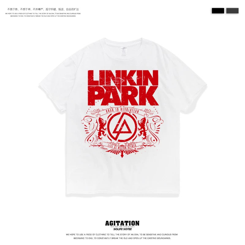 摇滚乐队linkin park林肯联合公园混合理论纯棉圆领短袖T恤男夏季 (1)