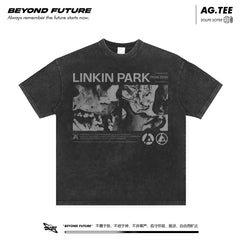 Linkinpark from zero Lincoln Park washed vintage loose oversized unisex T-shirt (4)