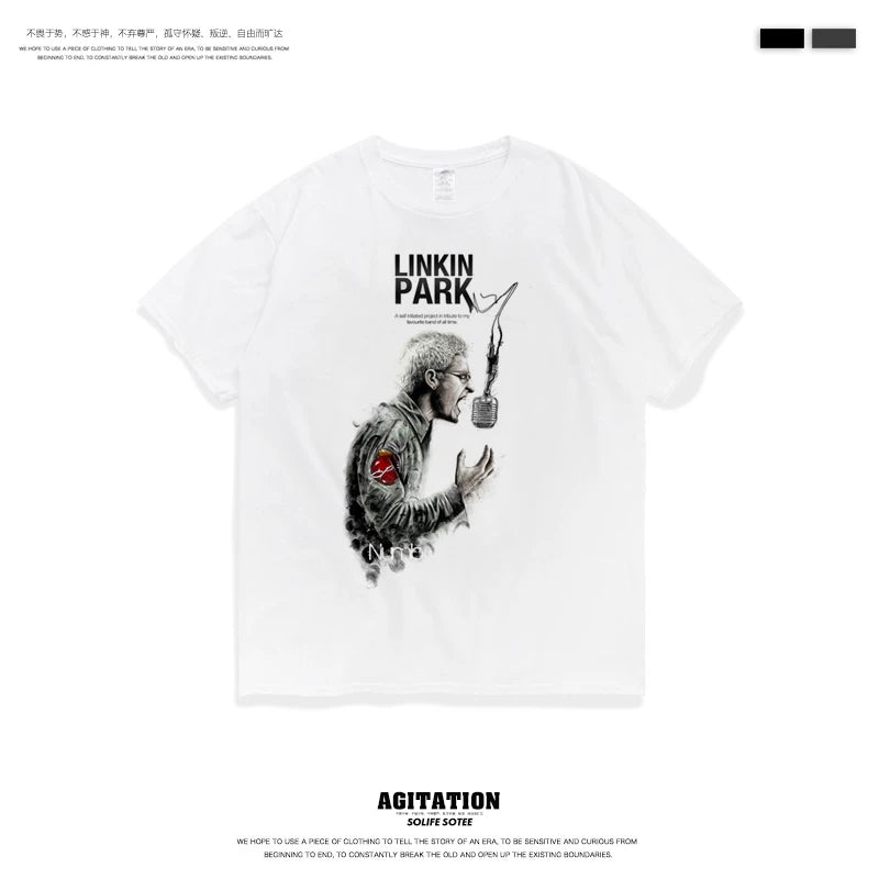 摇滚乐队linkin park林肯联合公园混合理论纯棉圆领短袖T恤男夏季 (9)