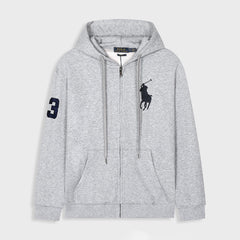 Ralph Lauren Men's Hooded Zip Cardigan – Embroidered Polo Style Sweatshirt Jacket