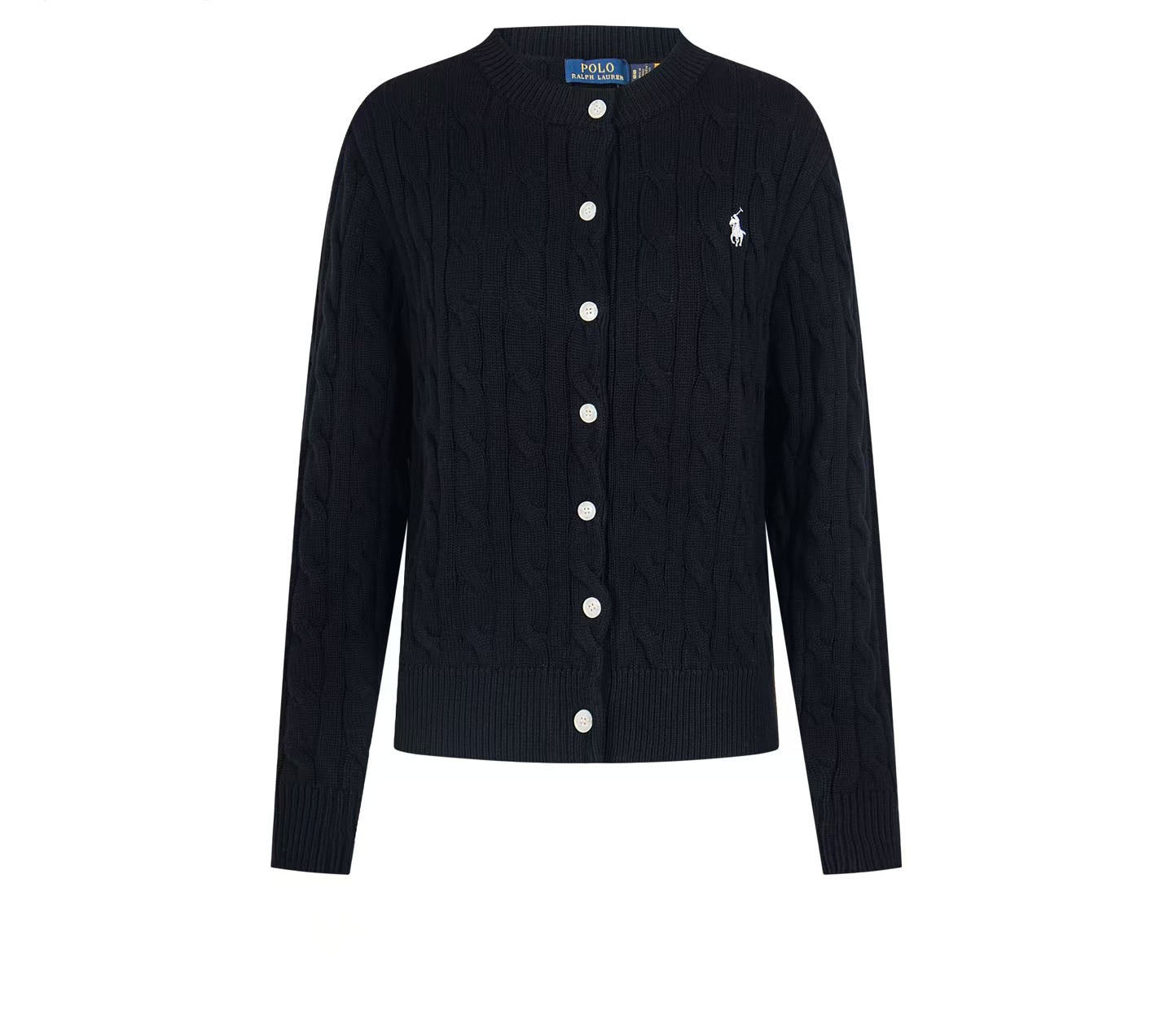 Ralph Lauren Women's Cable Knit Crew Neck Cardigan – Classic Long Sleeve Sweater