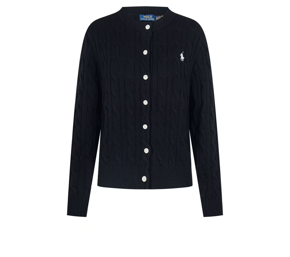 Ralph Lauren Women's Cable Knit Crew Neck Cardigan – Classic Long Sleeve Sweater