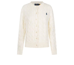 Ralph Lauren Women's Cable Knit Crew Neck Cardigan – Classic Long Sleeve Sweater