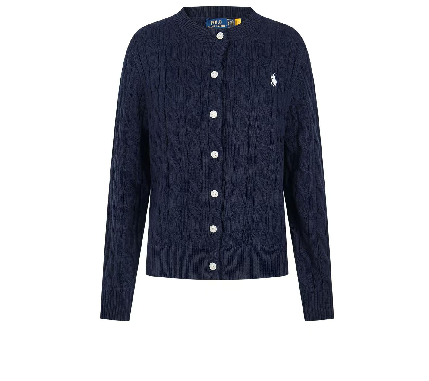 Ralph Lauren Women's Cable Knit Crew Neck Cardigan – Classic Long Sleeve Sweater