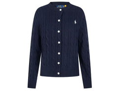 Ralph Lauren Women's Cable Knit Crew Neck Cardigan – Classic Long Sleeve Sweater