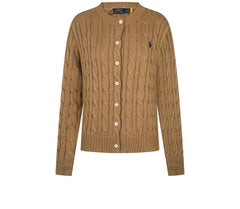 Ralph Lauren Women's Cable Knit Crew Neck Cardigan – Classic Long Sleeve Sweater