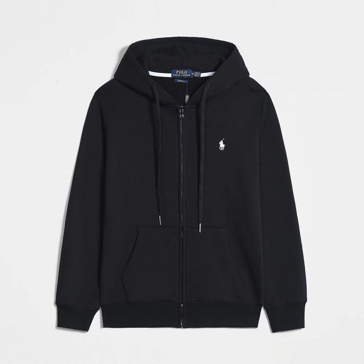 Ralph Lauren Classic Cotton Zip Hoodie – Solid Color Embroidered Casual Jacket