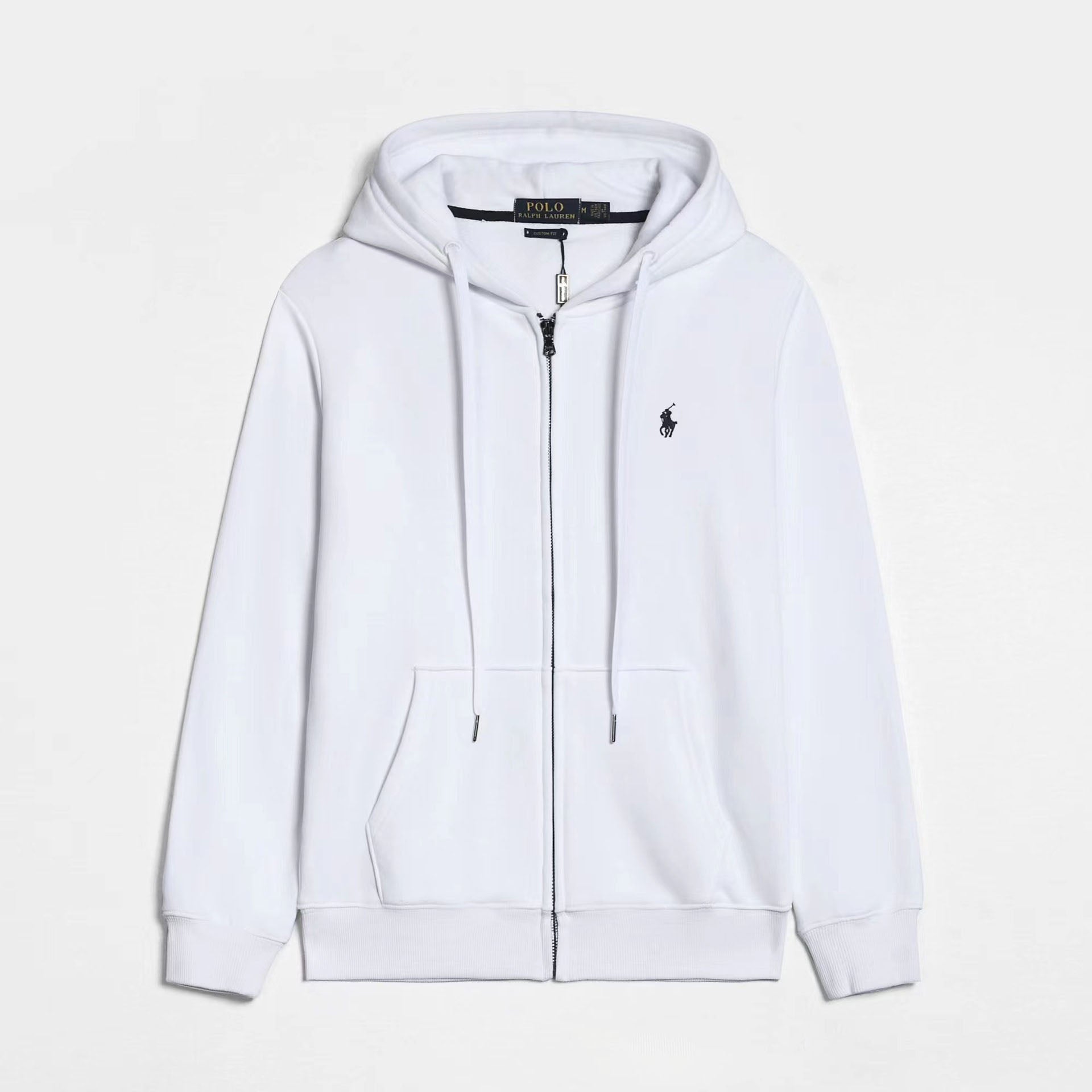 Ralph Lauren Classic Cotton Zip Hoodie – Solid Color Embroidered Casual Jacket