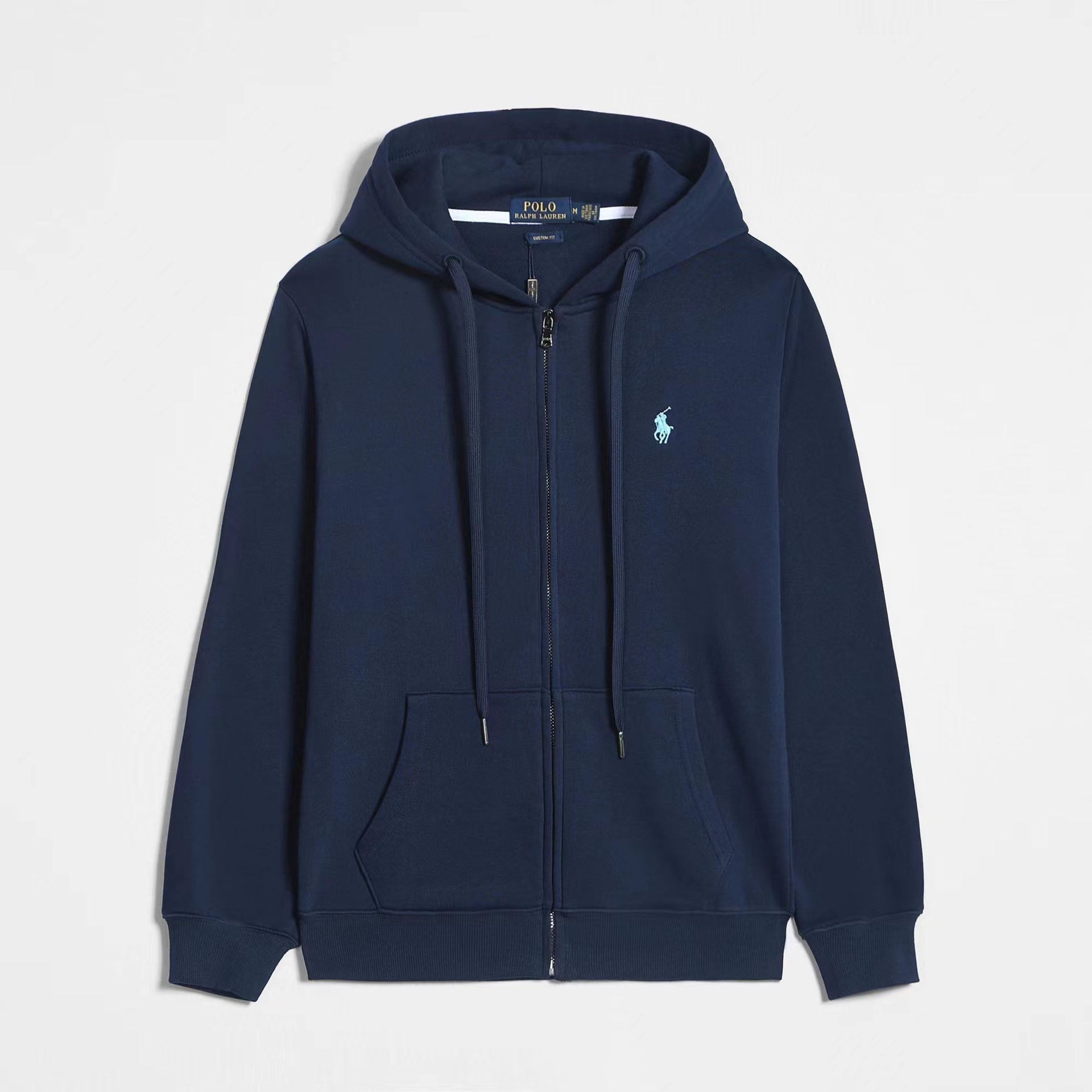 Ralph Lauren Classic Cotton Zip Hoodie – Solid Color Embroidered Casual Jacket