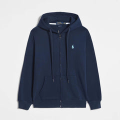 Ralph Lauren Classic Cotton Zip Hoodie – Solid Color Embroidered Casual Jacket